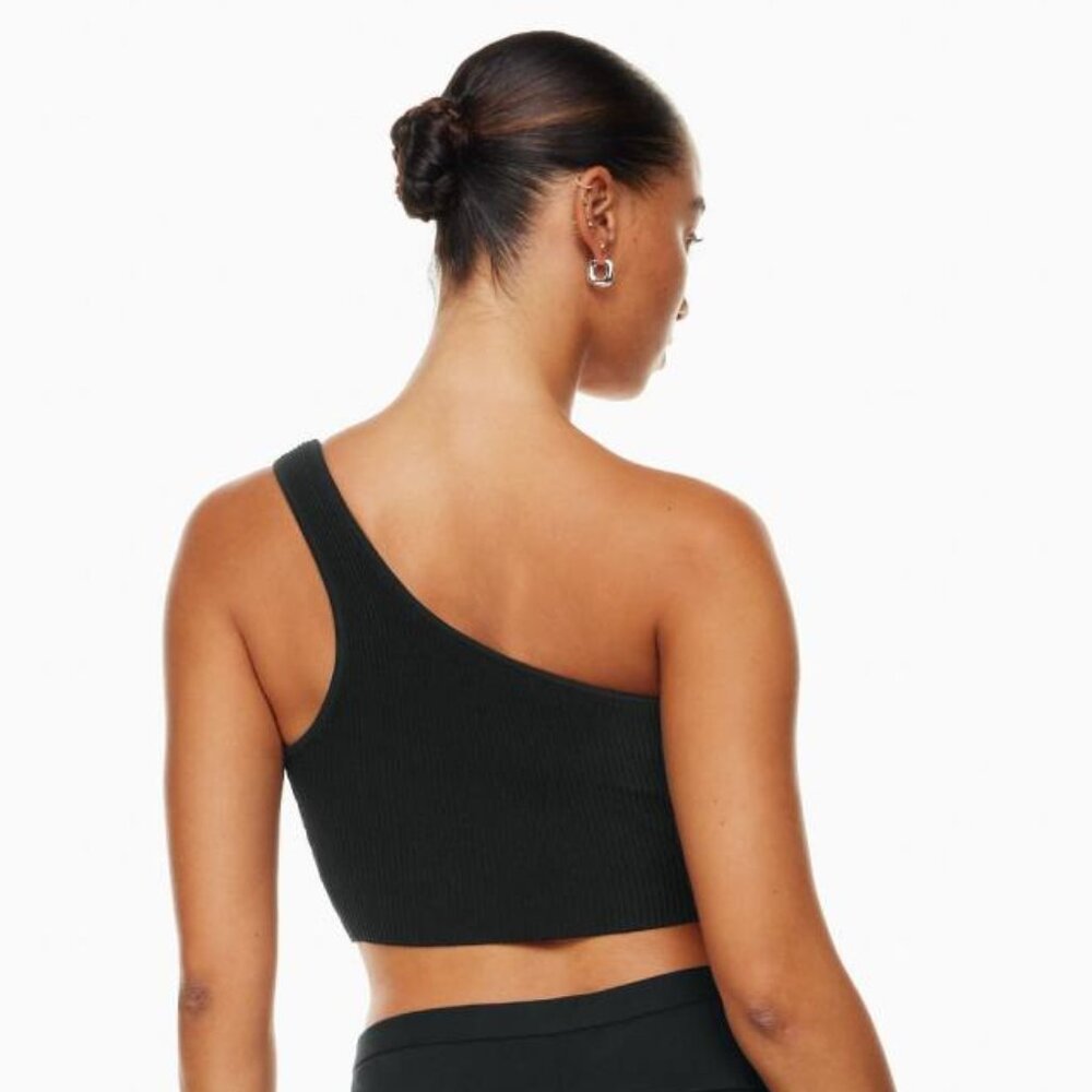 Babaton Sculpt Knit One-Shoulder Cropped Tank Black L